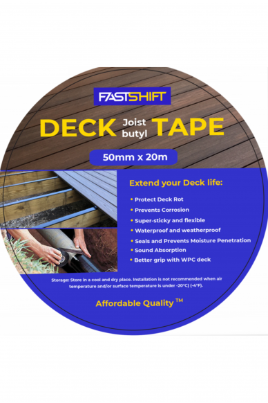 Lipni Terasų juosta „FastShifter Deck Soft Tape” terasų lagėms apsaugoti bei užtikrinti ilgaamžiškumą. Pasižymi iškirtinėmis savybėmis, gerai limpanti ir amortizuojanti, sustiprinta armuota juosta.